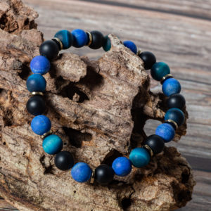 bracelet homme œil de tigre coloré, lapis-lazuli, onyx