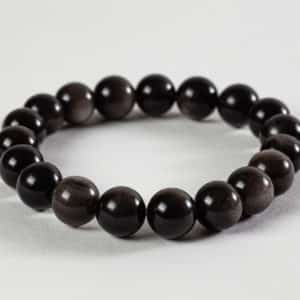 bracelet obsidienne argentée 10mm