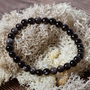 bracelet obsidienne argentée 6mm