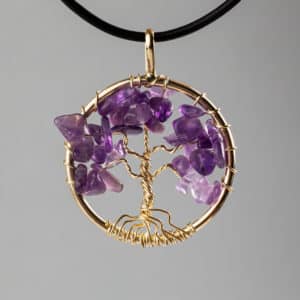 Halskette Lebensbaum Amethyst goldfarben