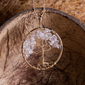 collier cristal arbre de vie doré