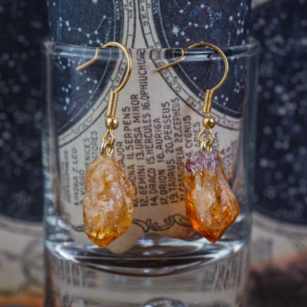 citrine brute boucles d'oreilles