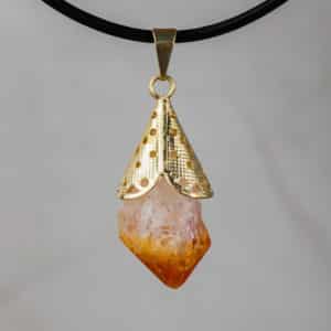 citrine pointe pendentif doré