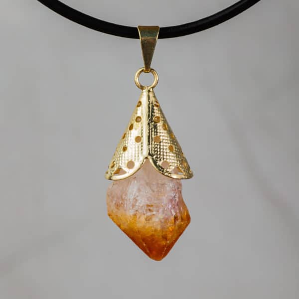 citrine pointe pendentif doré