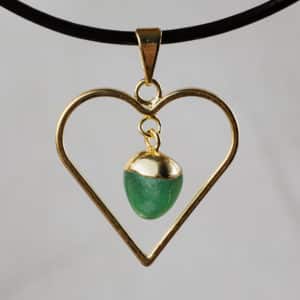 Pendentif Cœur aventurine doré