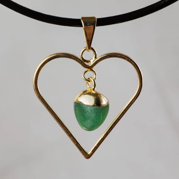 Pendentif Cœur aventurine doré