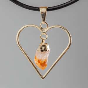 Pendentif Cœur citrine doré