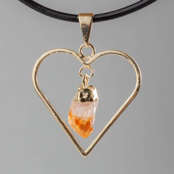 Pendentif Cœur citrine doré