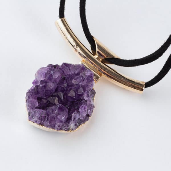 collier améthyste géode laiton