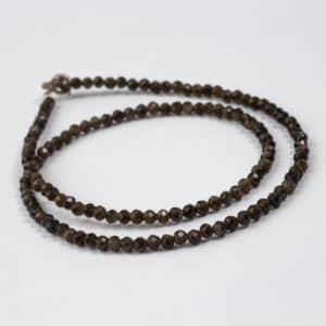 Collier obsidienne dorée 3mm