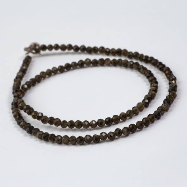 Collier obsidienne dorée 3mm