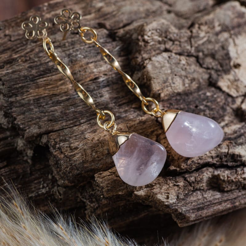 Boucles d'oreilles Quartz Rose - Cristaux de Sérénité