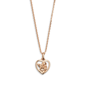 médaille ange et cœur rose