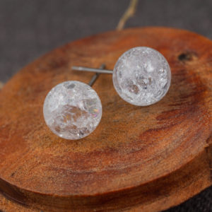 cristal de roche boucles d'oreilles 8mm