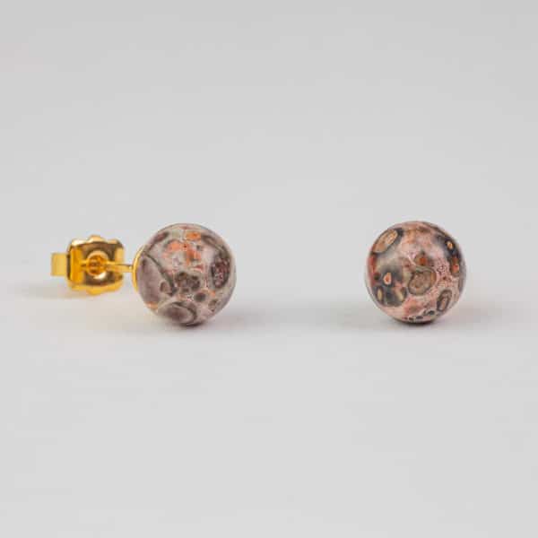 jaspe léopard boucles d'oreilles 8mm