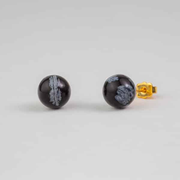 obsidienne flocon de neige boucles d'oreilles 10mm