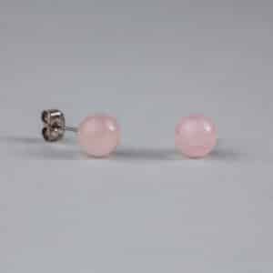 quartz rose boucles d'oreilles 8mm
