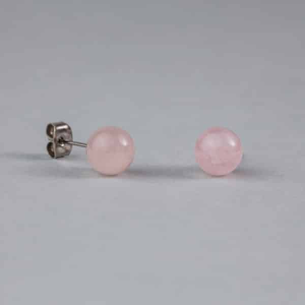 quartz rose boucles d'oreilles 8mm