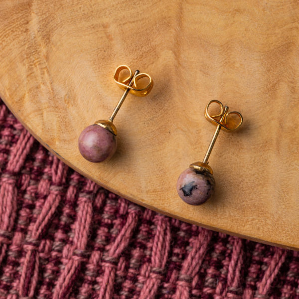 rhodonite boucles d'oreilles 6mm