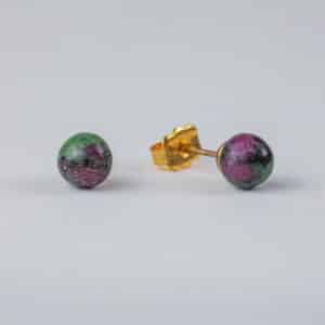 rubis sur zoïsite boucles d'oreilles 6mm