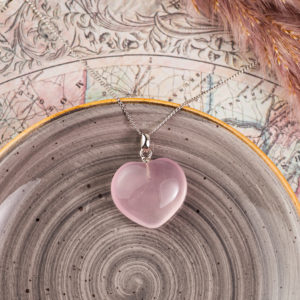 quartz rose cœur pendentif