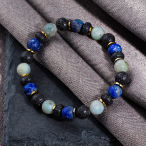 bracelet homme lapis-lazuli, labradorite et pierre de lave