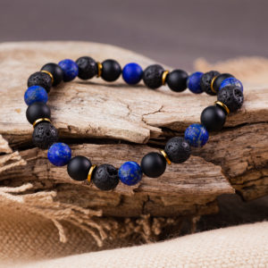 bracelet homme lapis-lazuli, onyx et pierres de lave