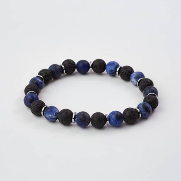 bracelet homme sodalite et pierre de lave