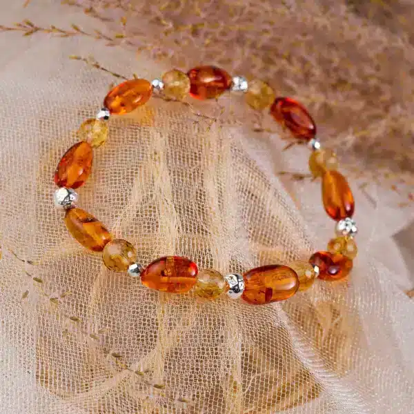 bracelet en ambre et en citrine