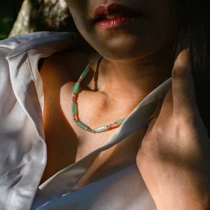 collier en jade et tourmaline rose