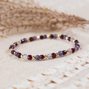 Bracelet fluorite, grenat et iolite