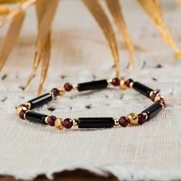 bracelet onyx et grenat