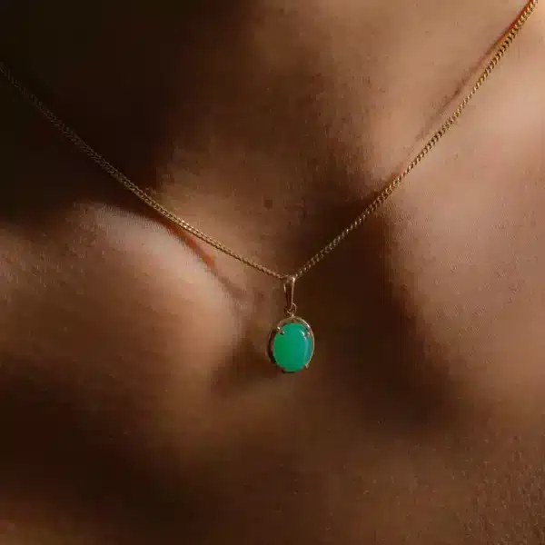 Pendentif en or et chrysoprase