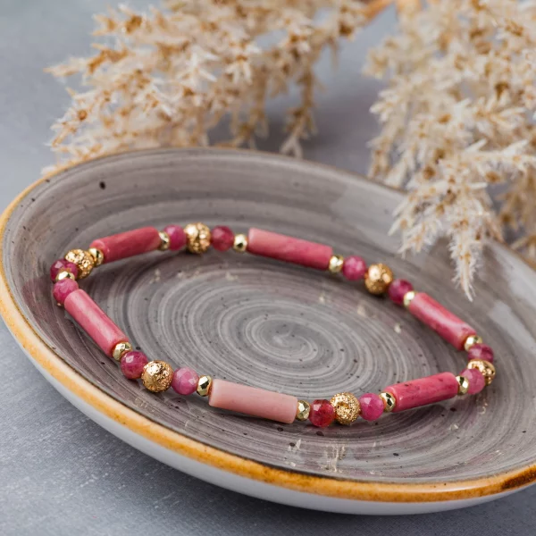 bracelet rhodonite et tourmaline rose BLOSSOM