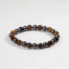 bracelet pour homme en hématite et oeil de tigre.