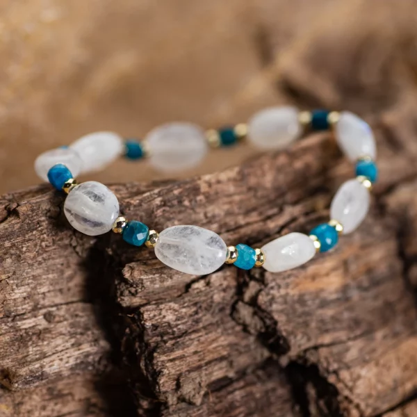 Bracelet en pierre de lune et apatite. LUA