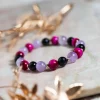 Bracelet en améthyste, oeil de tigre rose et onyx