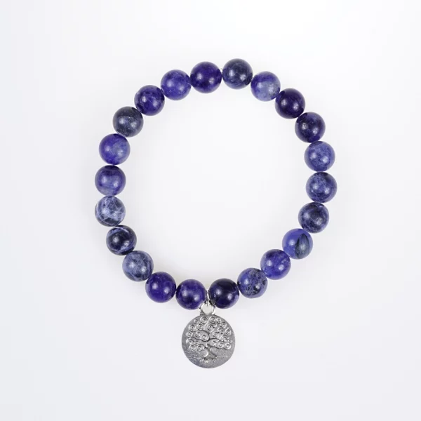 bracelet arbre de vie en sodalite sur fond blanc