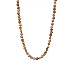 collier pour homme en oeil de tigre mat. photo sur fond blanc