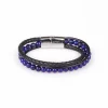 bracelet pour homme en lapis lazuli et cuir synthétique. photo sur fond blanc