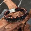 bracelet pour homme en oeil de taureau et cuir synthétique. photo avec décors