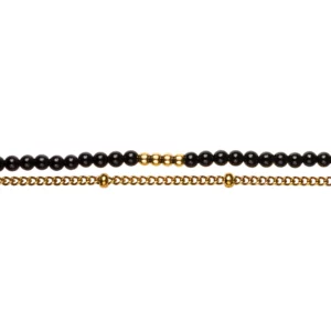 bracelet de cheville en onyx. Photo sur fond blanc.