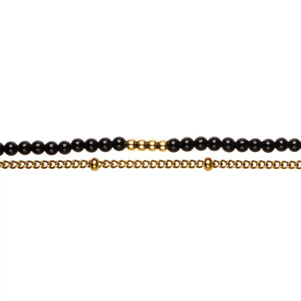 bracelet de cheville en onyx. Photo sur fond blanc.