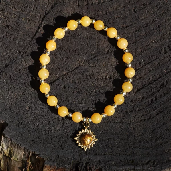 Bracelet en Jade jaune et oeil de tigre