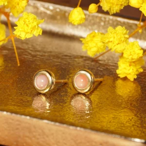 boucles d'oreilles corail rose, photo sur décors
