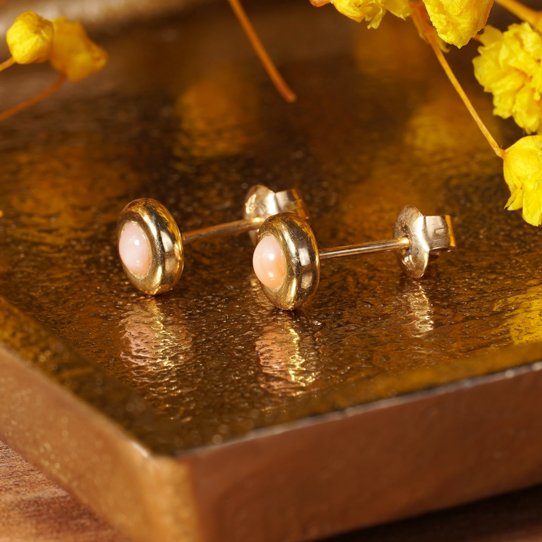 boucles d'oreilles corail rose, photo sur décors