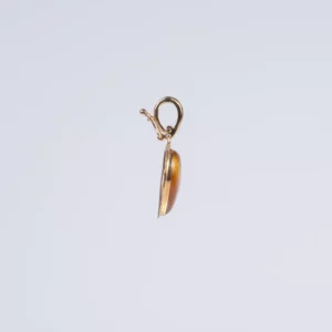 pendentif en forme de coeur en or et oeil de tigre. photo sur fond blanc de côté