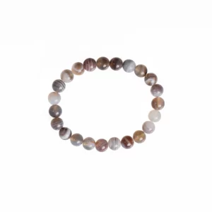 bracelet en agate du botswana 8mm, photo sur fond blanc vue de dessus