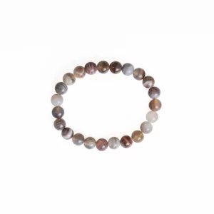 bracelet en agate du botswana 8mm, photo sur fond blanc vue de dessus