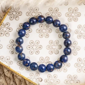 bracelet en azurite-malachite 10mm, photo sur décors